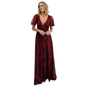 slim fit dress slacks Baltic Born Womens Kearny Ruffle Maxi Dress | Dark Green Floral